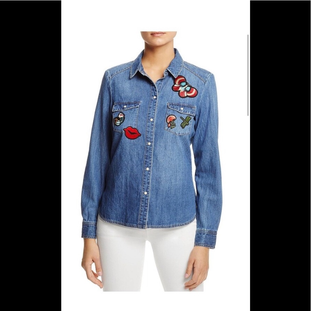 Vero Moda Womens Denim Shirt Patchwork LS